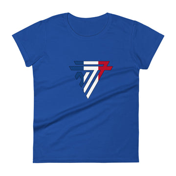 France Superhero Fashion Chest Logo - Women's short sleeve fitted t-shirt