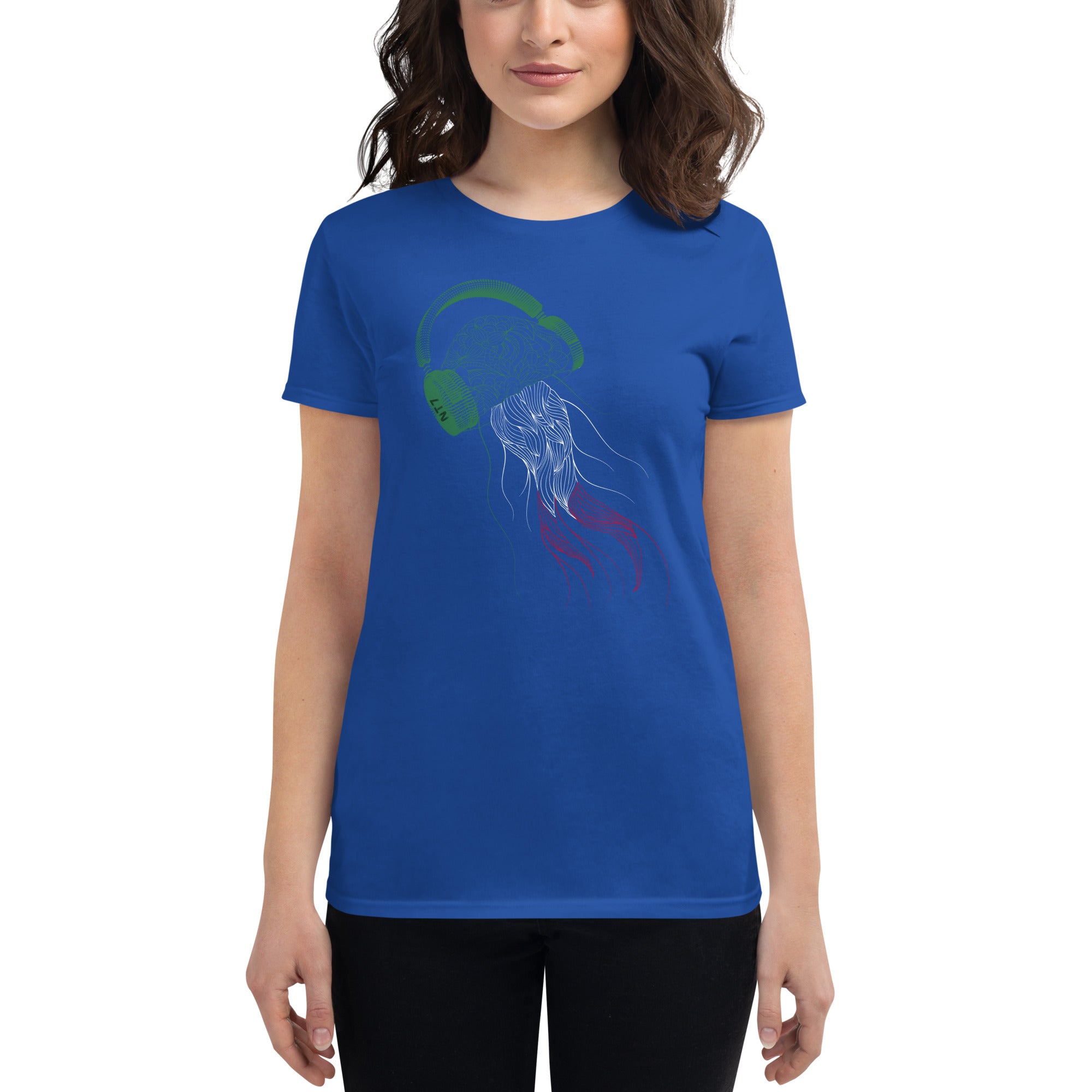 Italy Jellyfish DJ with Headphones - Women's short sleeve fitted t-shirt