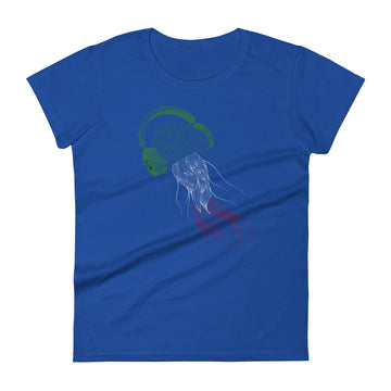 Italy Jellyfish DJ with Headphones - Women's short sleeve fitted t-shirt