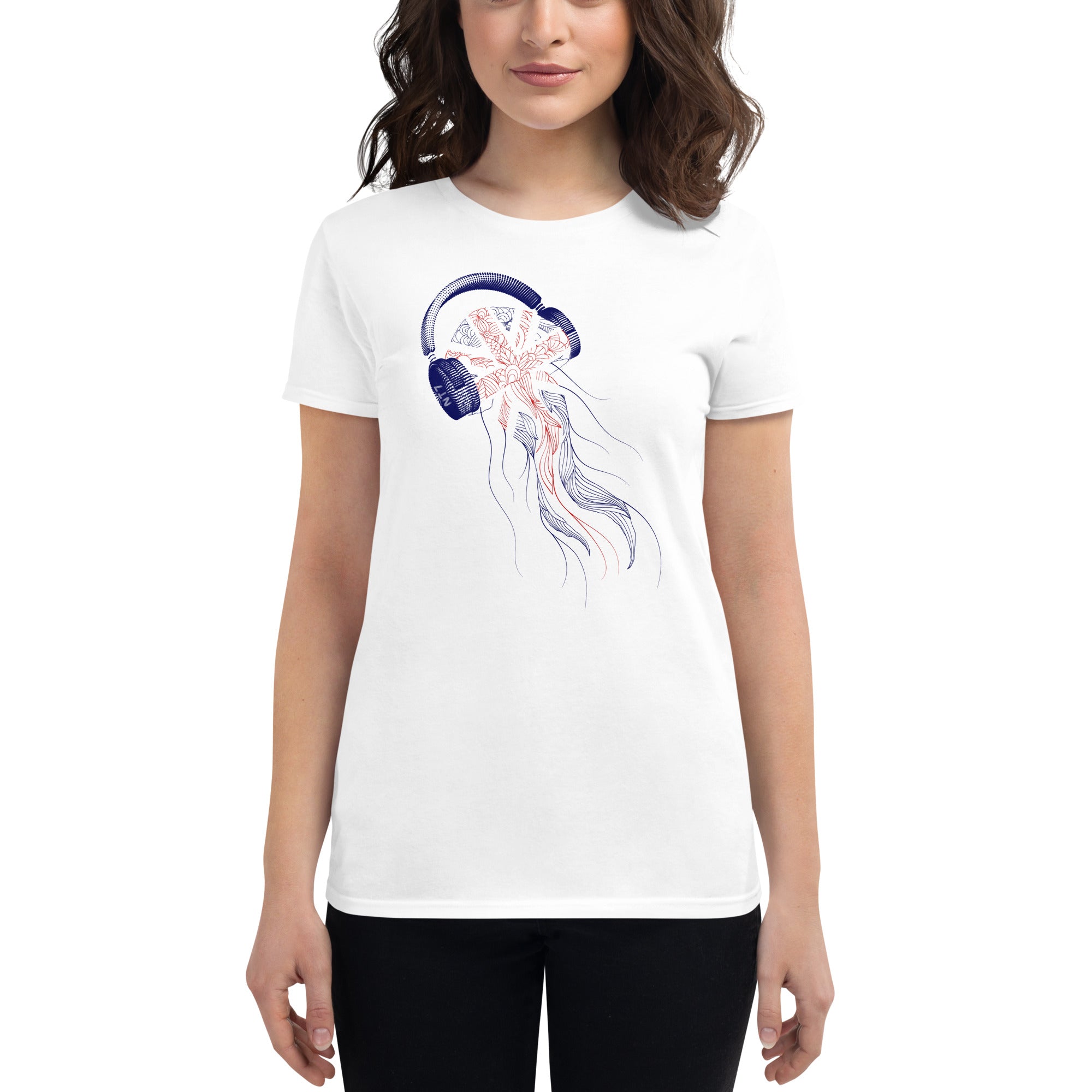 Great Britain Jellyfish DJ with Headphones - Women's short sleeve fitted t-shirt