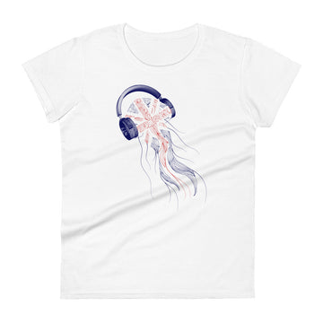 Great Britain Jellyfish DJ with Headphones - Women's short sleeve fitted t-shirt