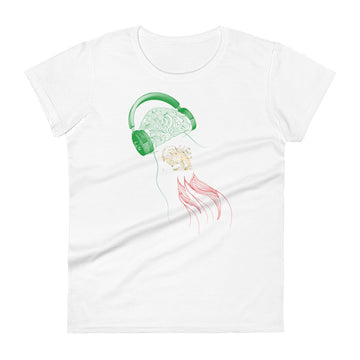 Iran Jellyfish DJ with Headphones - Women's short sleeve fitted t-shirt