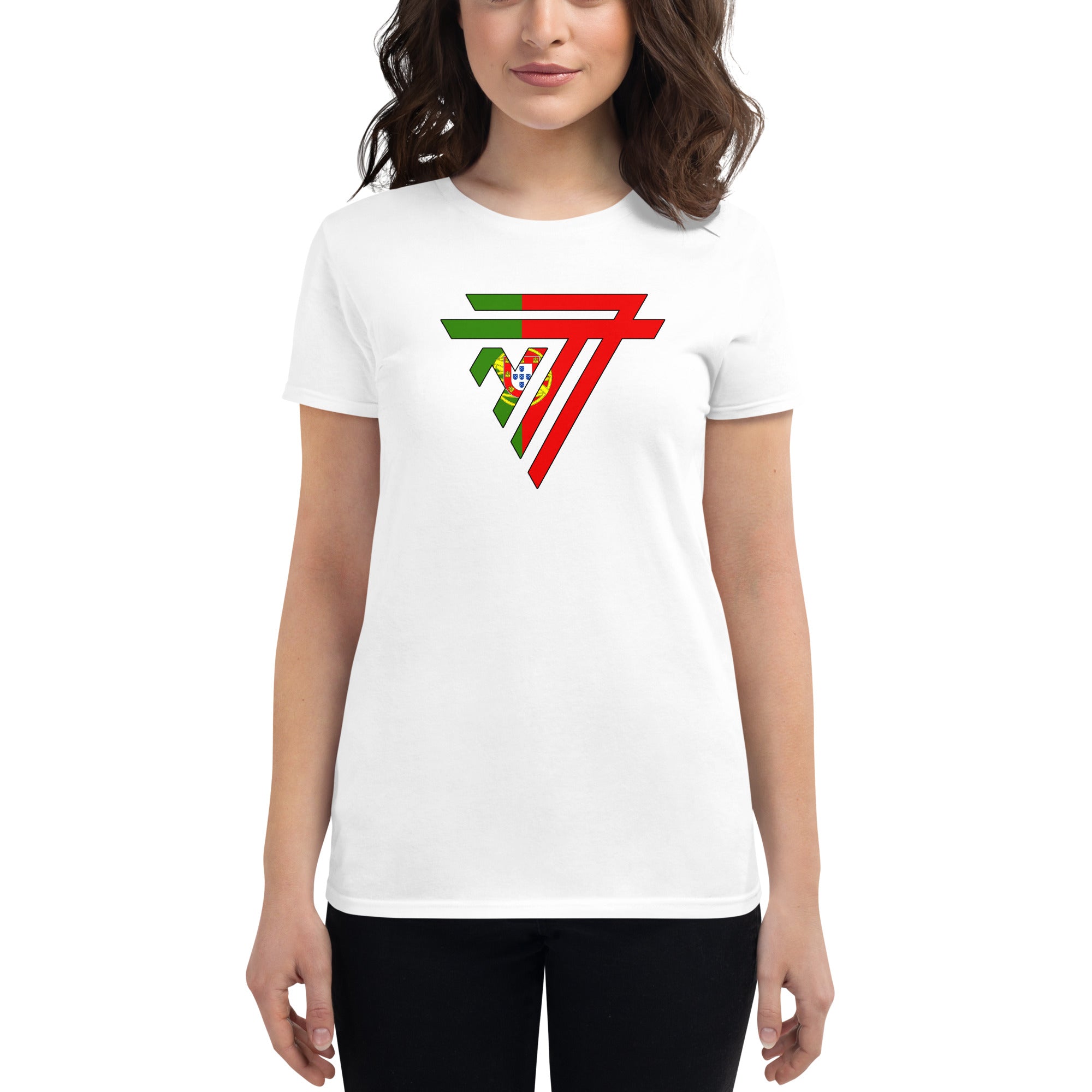 Portugal Superhero Fashion Chest Logo - Women's short sleeve fitted t-shirt