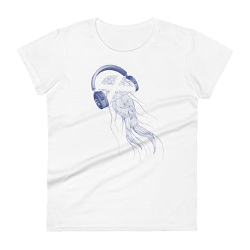 Scotland Jellyfish DJ with Headphones - Women's short sleeve fitted t-shirt