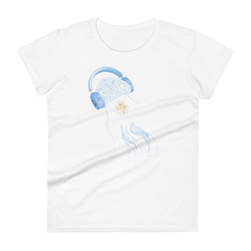 Argentina Jellyfish DJ with Headphones - Women's short sleeve fitted t-shirt