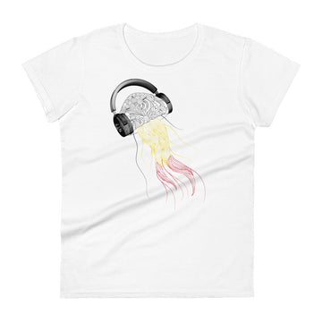 Belgium Jellyfish DJ with Headphones - Women's short sleeve fitted t-shirt