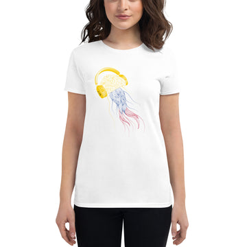 Colombia Jellyfish DJ with Headphones - Women's short sleeve fitted t-shirt