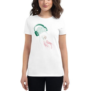 Mexico Jellyfish DJ with Headphones - Women's short sleeve fitted t-shirt