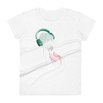 Mexico Jellyfish DJ with Headphones - Women's short sleeve fitted t-shirt