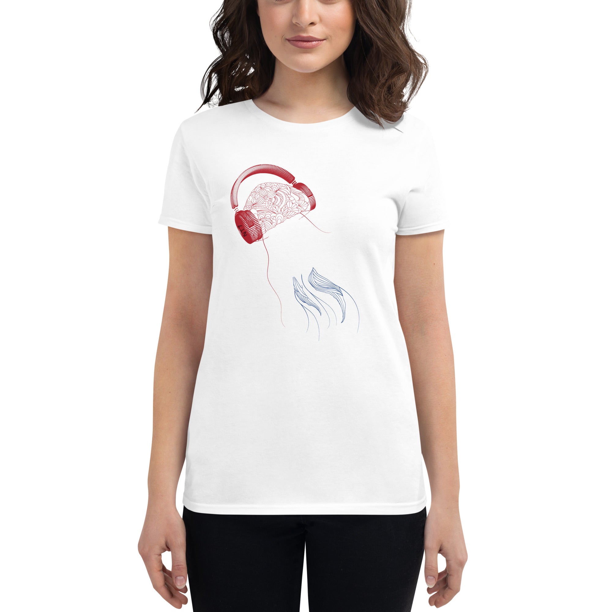 Netherlands Jellyfish DJ with Headphones - Women's short sleeve fitted t-shirt