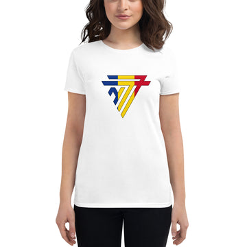 Romania Superhero Fashion Chest Logo - Women's short sleeve fitted t-shirt