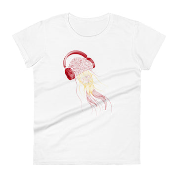 Spain Jellyfish DJ with Headphones - Women's short sleeve fitted t-shirt