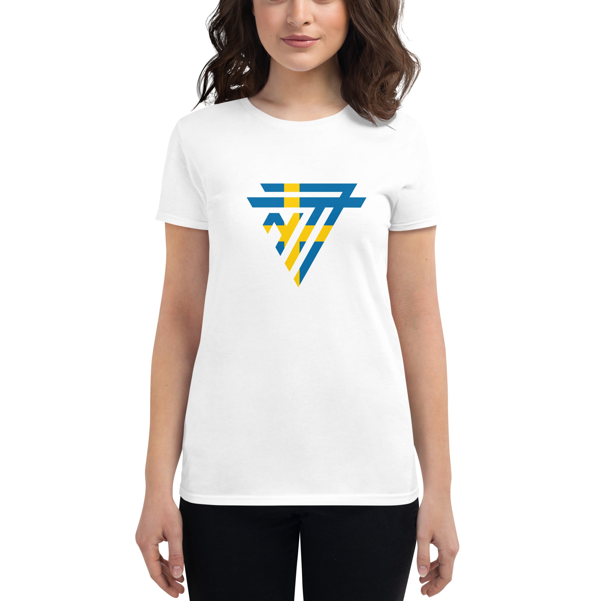 Sweden Superhero Fashion Chest Logo - Women's short sleeve fitted t-shirt