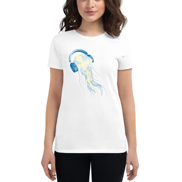 Sweden Jellyfish DJ with Headphones - Women's short sleeve fitted t-shirt