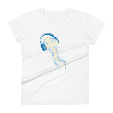 Sweden Jellyfish DJ with Headphones - Women's short sleeve fitted t-shirt