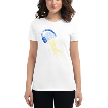 Ukraine Jellyfish DJ with Headphones - Women's short sleeve fitted t-shirt