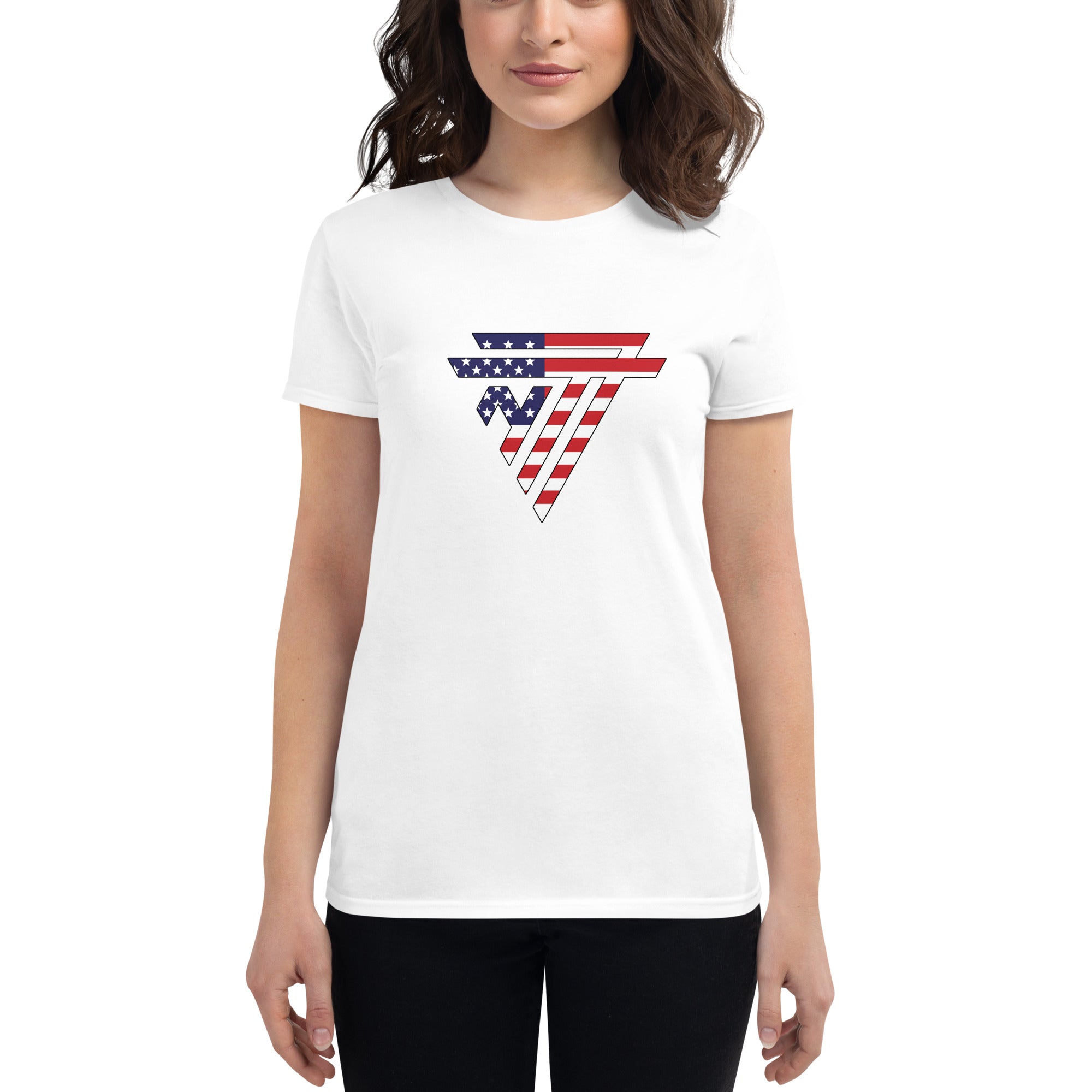 USA Superhero Fashion Chest Logo - Women's short sleeve fitted t-shirt