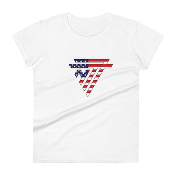 USA Superhero Fashion Chest Logo - Women's short sleeve fitted t-shirt