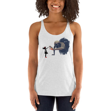 Girl with Headphones v Skeleton - Women's Racerback Tank Top