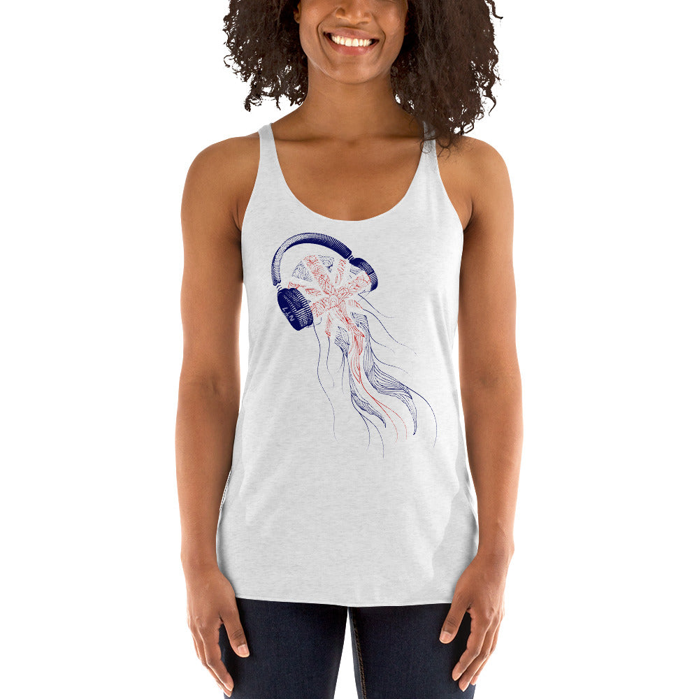 Great Britain Jellyfish DJ with Headphones - Women's Racerback Tank