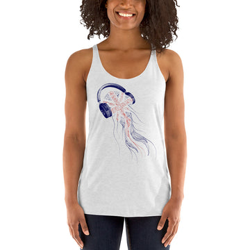 Great Britain Jellyfish DJ with Headphones - Women's Racerback Tank