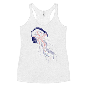 Great Britain Jellyfish DJ with Headphones - Women's Racerback Tank