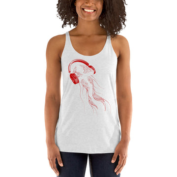 Denmark Jellyfish DJ with Headphones - Women's Racerback Tank