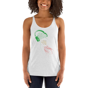 Iran Jellyfish DJ with Headphones - Women's Racerback Tank