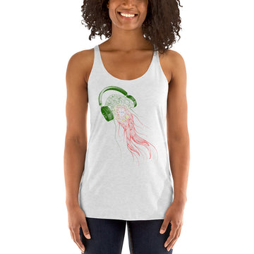 Portugal Jellyfish DJ with Headphones - Women's Racerback Tank