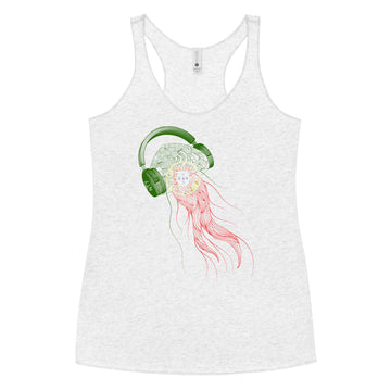 Portugal Jellyfish DJ with Headphones - Women's Racerback Tank