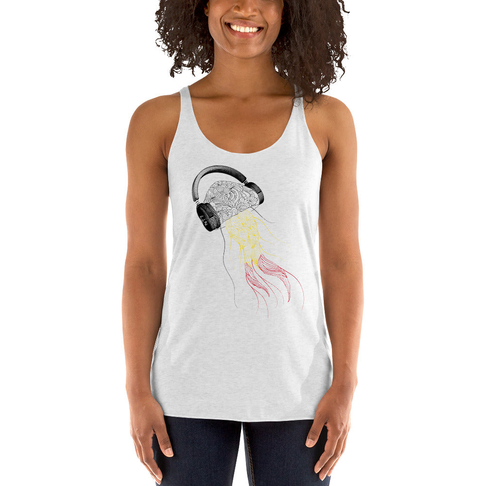 Belgium Jellyfish DJ with Headphones - Women's Racerback Tank