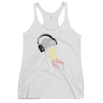 Belgium Jellyfish DJ with Headphones - Women's Racerback Tank