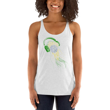 Brazil Jellyfish DJ with Headphones - Women's Racerback Tank