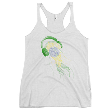 Brazil Jellyfish DJ with Headphones - Women's Racerback Tank