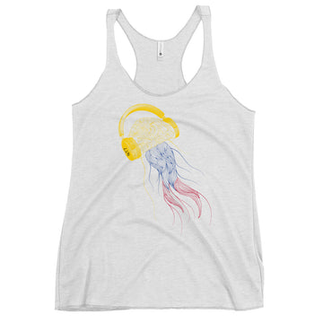 Colombia Jellyfish DJ with Headphones - Women's Racerback Tank