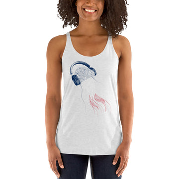 France Jellyfish DJ with Headphones - Women's Racerback Tank