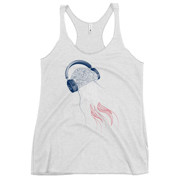 France Jellyfish DJ with Headphones - Women's Racerback Tank