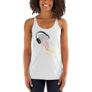 Germany Jellyfish DJ with Headphones - Women's Racerback Tank