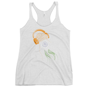 India Jellyfish DJ with Headphones - Women's Racerback Tank