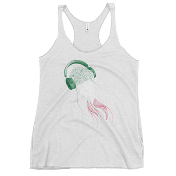 Italy Jellyfish DJ with Headphones - Women's Racerback Tank