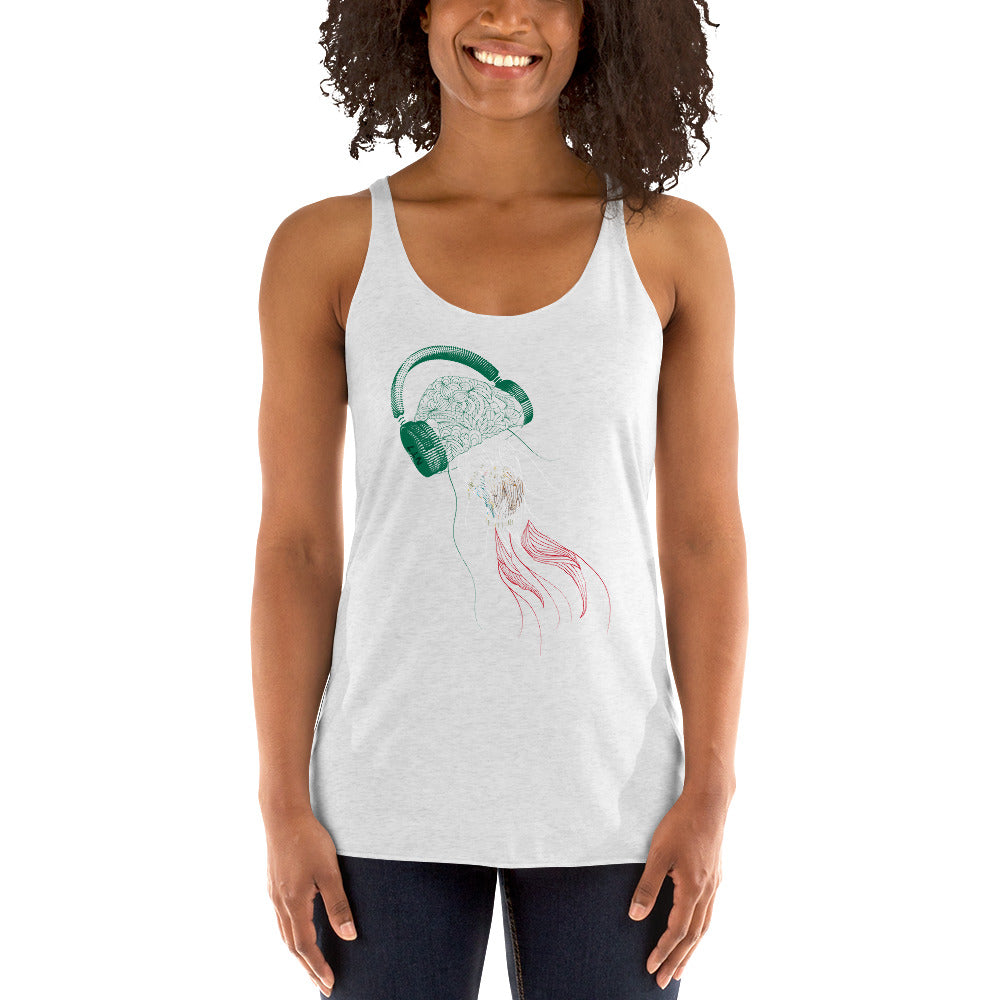 Mexico Jellyfish DJ with Headphones - Women's Racerback Tank