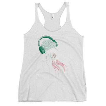 Mexico Jellyfish DJ with Headphones - Women's Racerback Tank