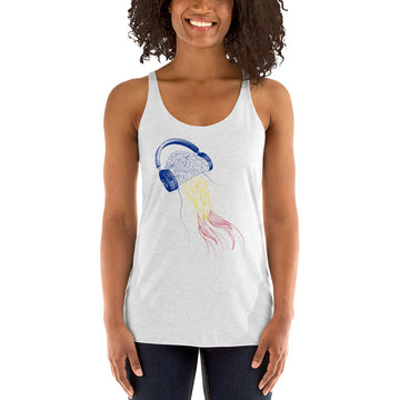 Romania Jellyfish DJ with Headphones - Women's Racerback Tank