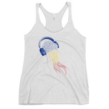 Romania Jellyfish DJ with Headphones - Women's Racerback Tank