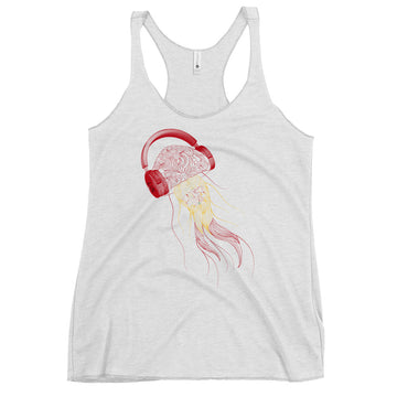 Spain Jellyfish DJ with Headphones - Women's Racerback Tank