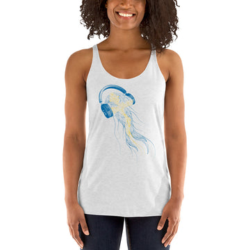 Sweden Jellyfish DJ with Headphones - Women's Racerback Tank