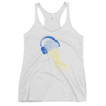 Ukraine Jellyfish DJ with Headphones - Women's Racerback Tank