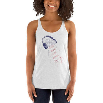 USA Jellyfish DJ with Headphones - Women's Racerback Tank