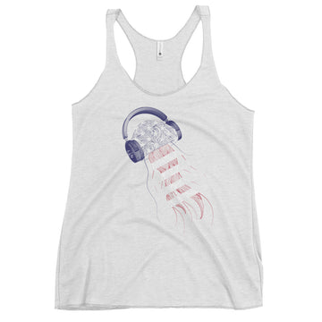 USA Jellyfish DJ with Headphones - Women's Racerback Tank