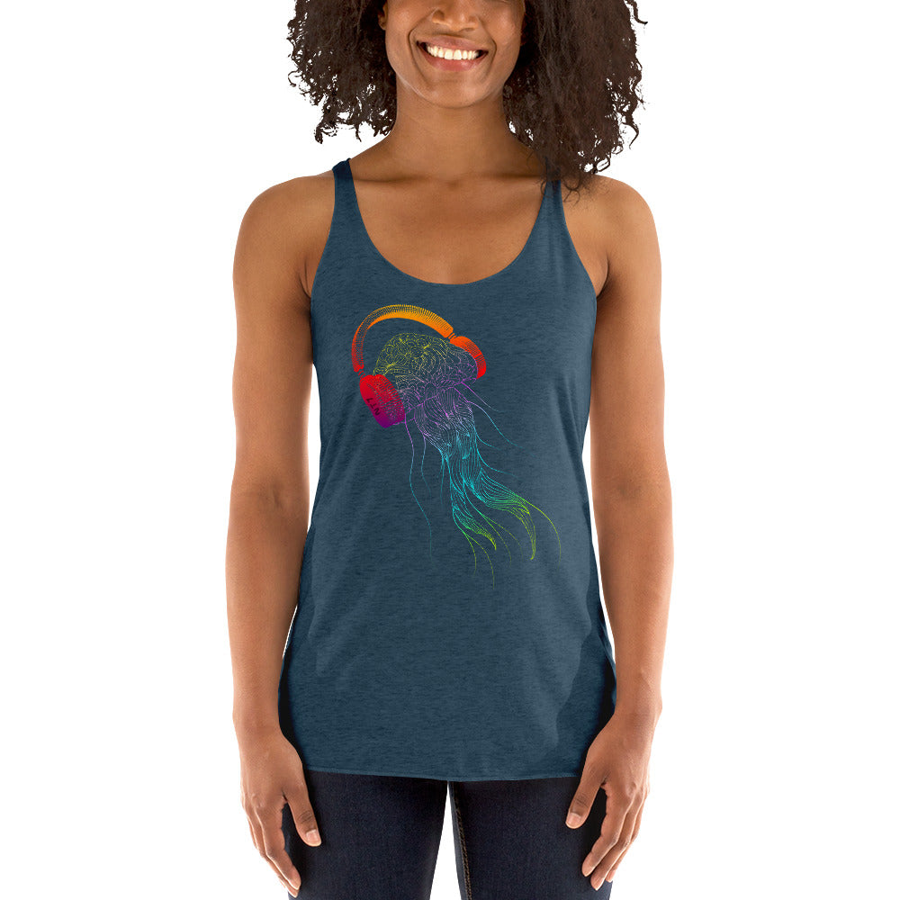 Jellyfish with Headphones - Women's Racerback Tank Top